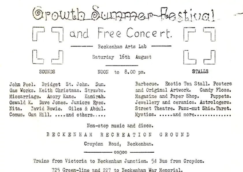Original flyer for the Growth Summer Festival and Free Concert